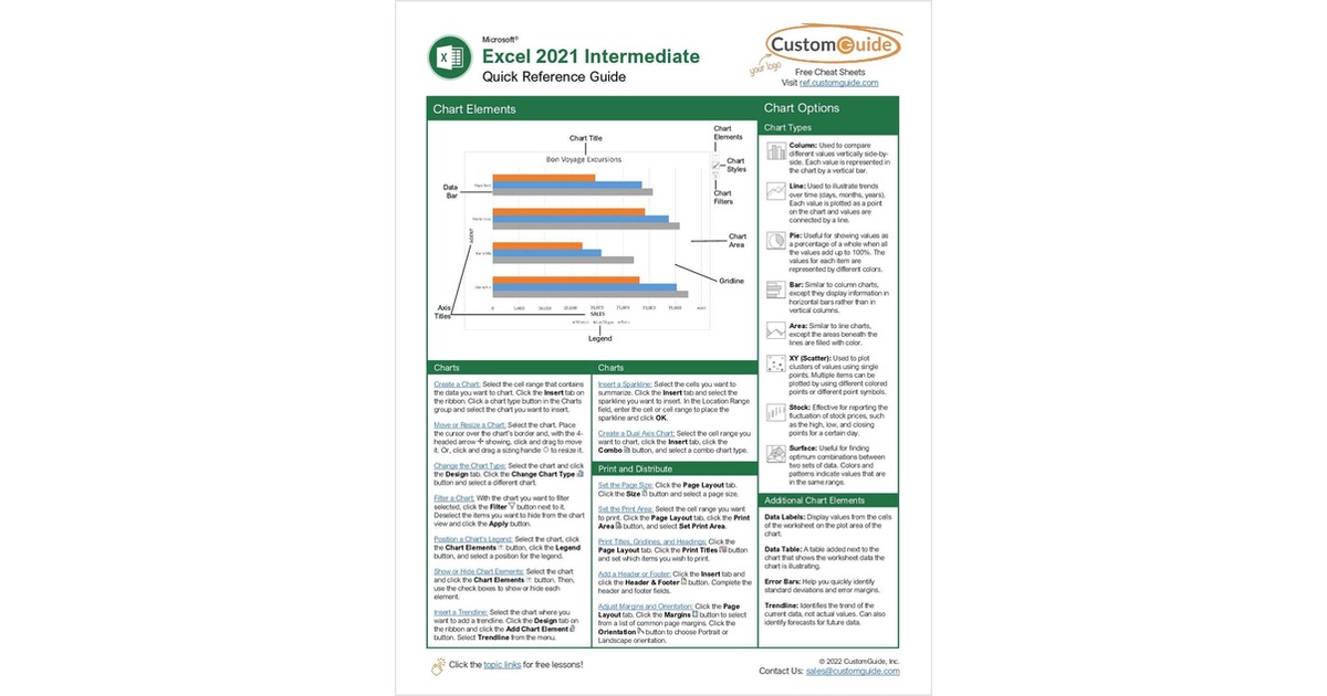 Microsoft Excel 2021 Intermediate - Quick Reference Guide