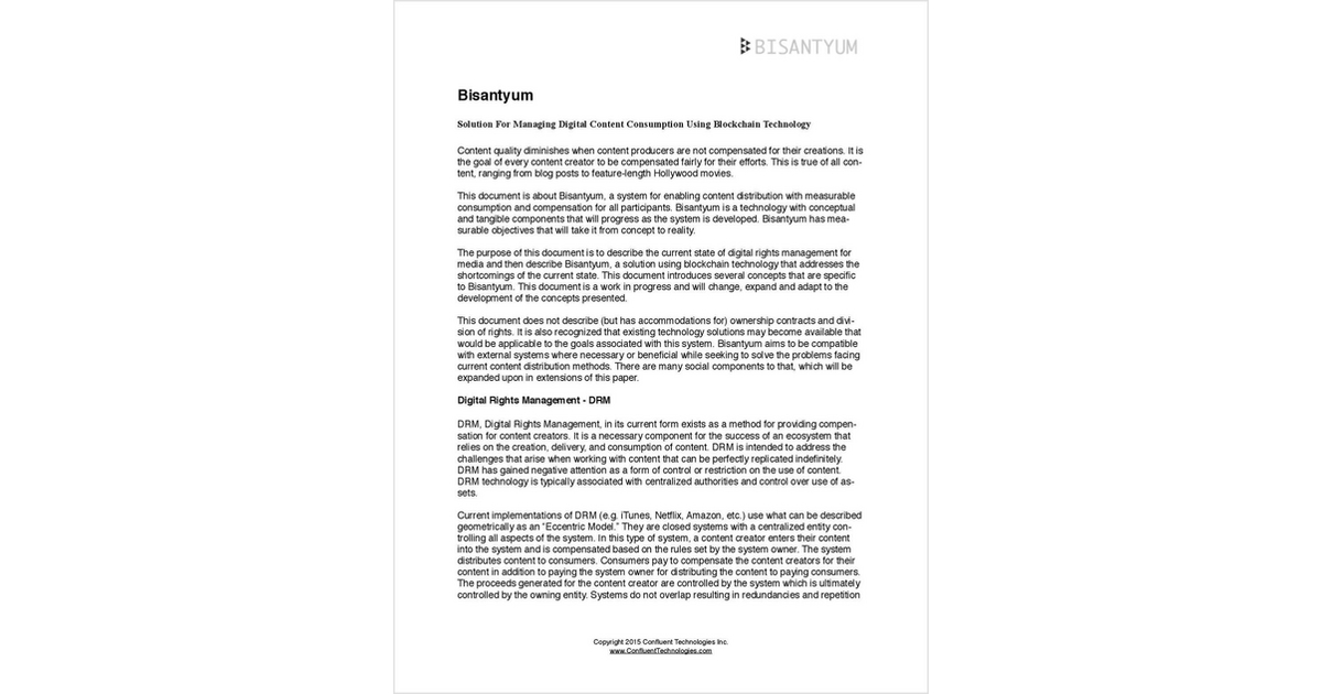 Bisantyum - Solution For Managing Digital Content Consumption Using Blockchain Technology