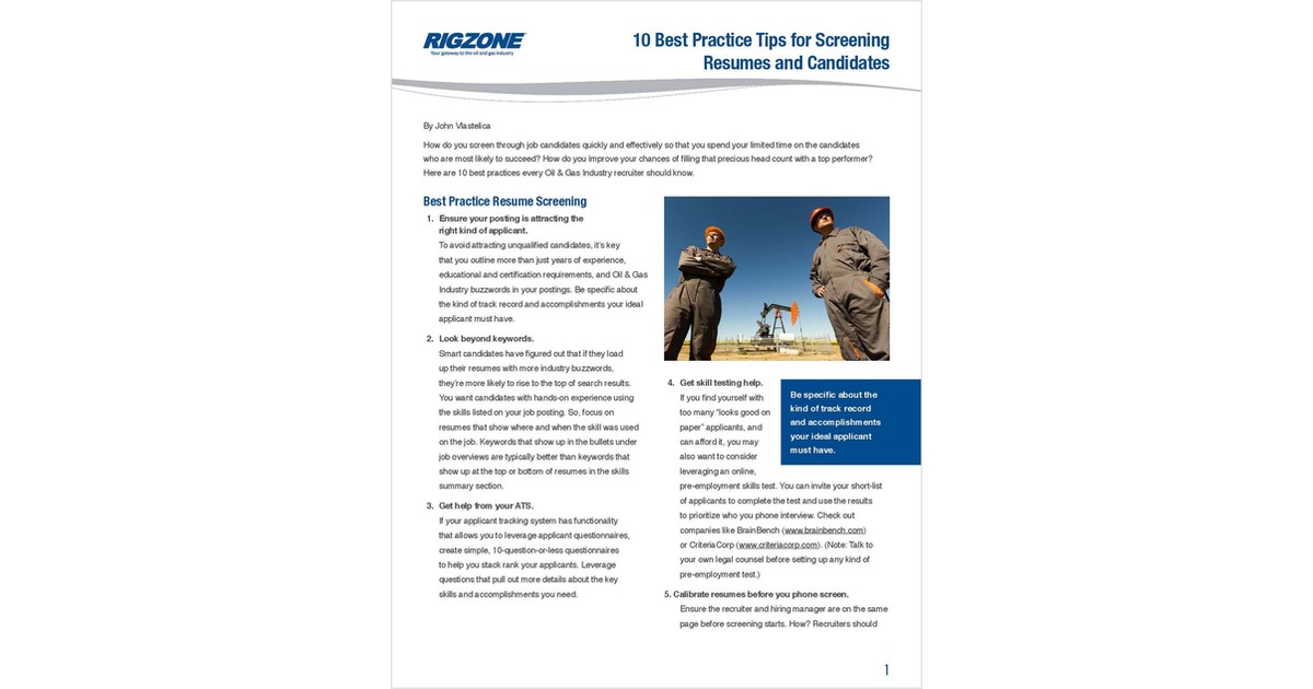 10 Best Practice Tips for Screening Resumes and Candidates
