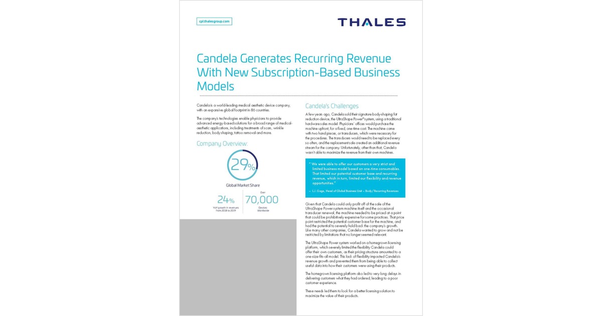 Case Study - Candela Generates Recurring Revenue With New Subscription-Based Business Models