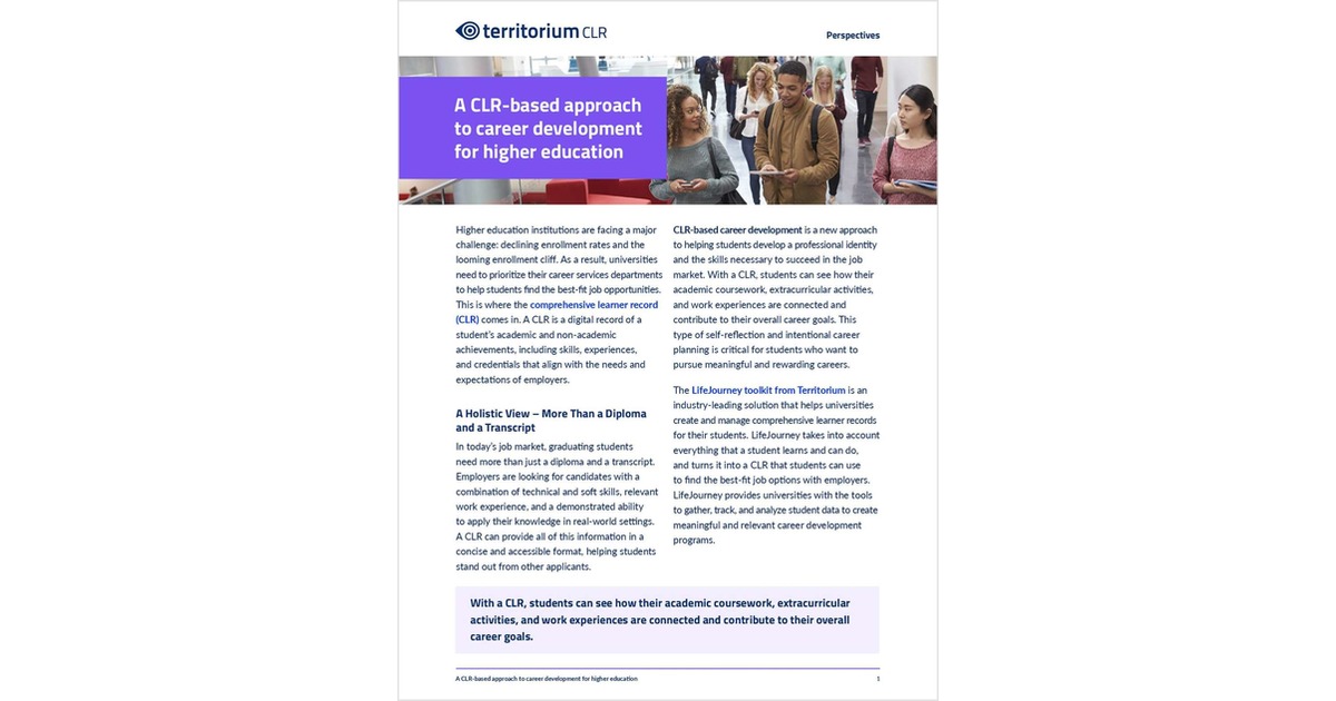 A CLR-Based Approach to Career Development for Higher Education