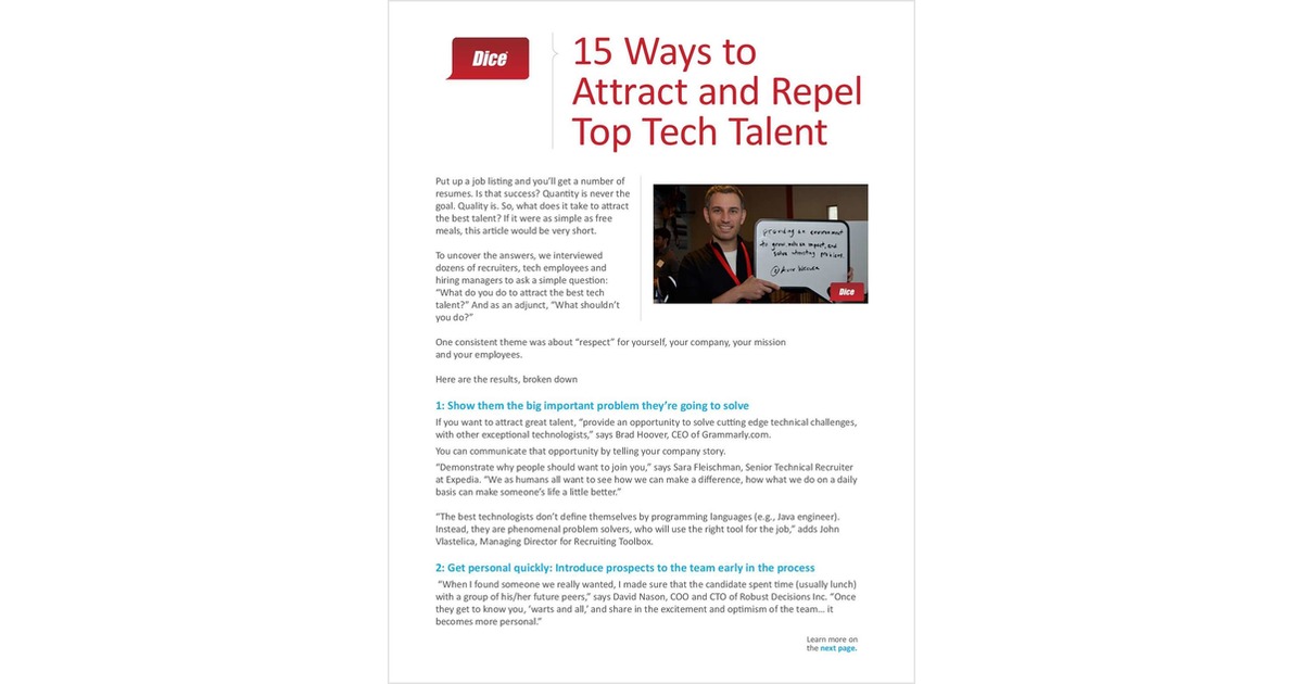 15 Ways to Attract and Repel Top Tech Talent