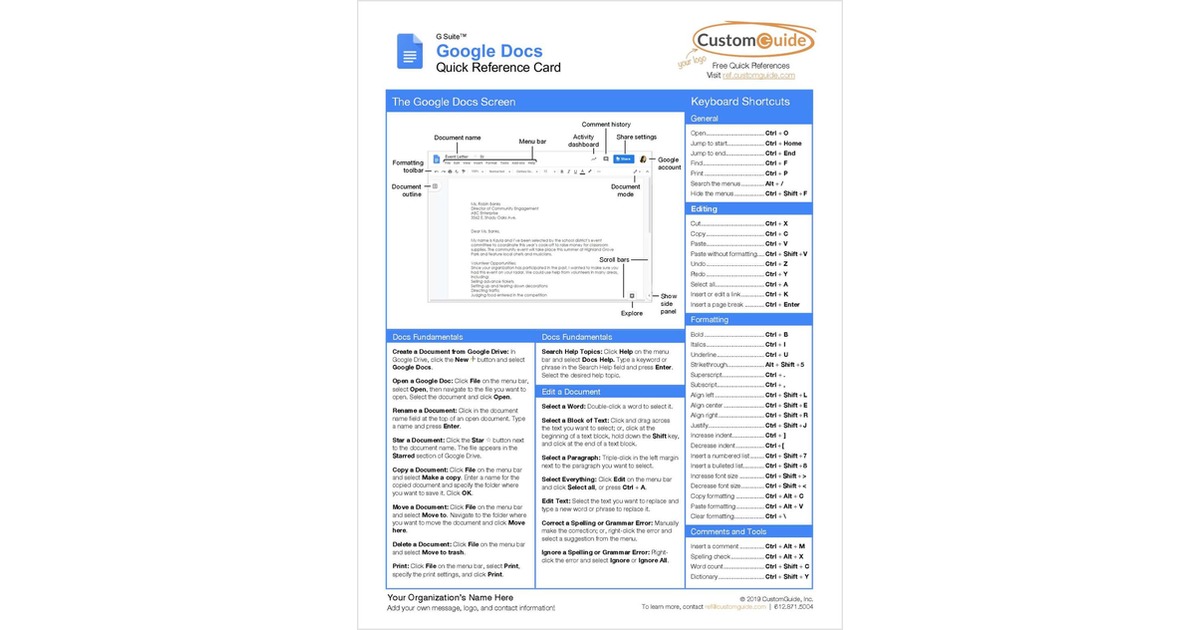Google Docs - Quick Reference Guide