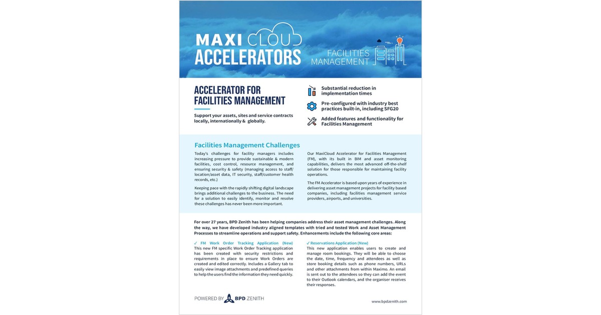 Accelerators for Facilities Management