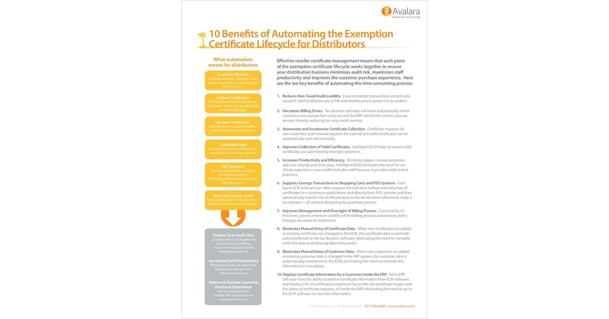 10 Benefits of Automating Exemption Certificates for Distributors